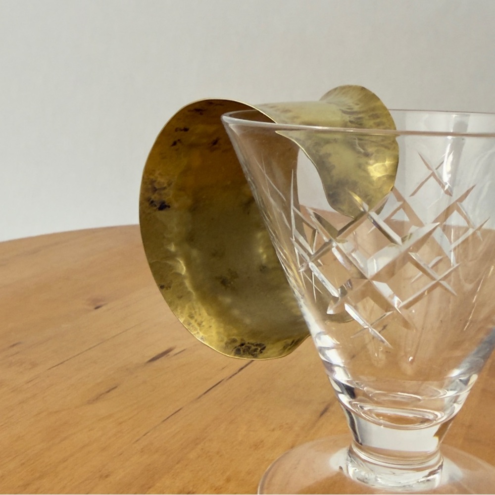 Modernist Solid Brass Satin Hand Hammered Finish Curve Cuff Bangle Bracelet - Picture 7 of 13